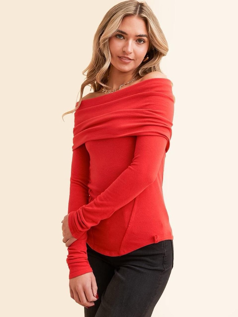 Free People Iris Off The Shoulder Red Top size M